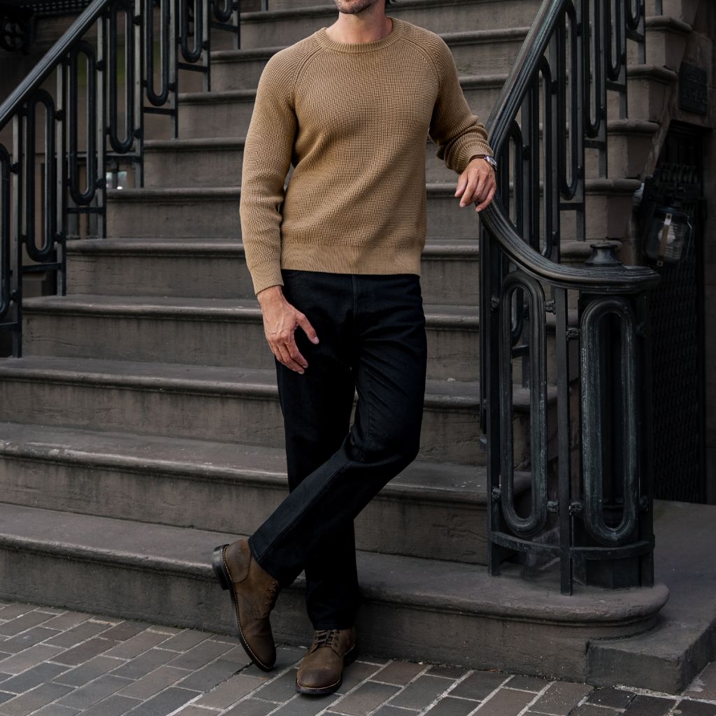 Ribbed Crewneck Sweater | Camel
