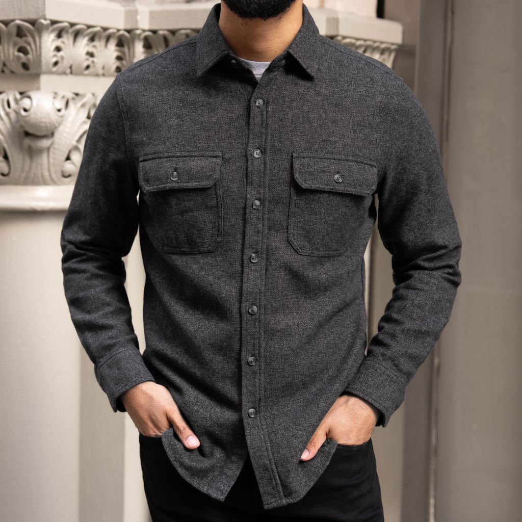 Summit Flannel Shirt | Black Herringbone