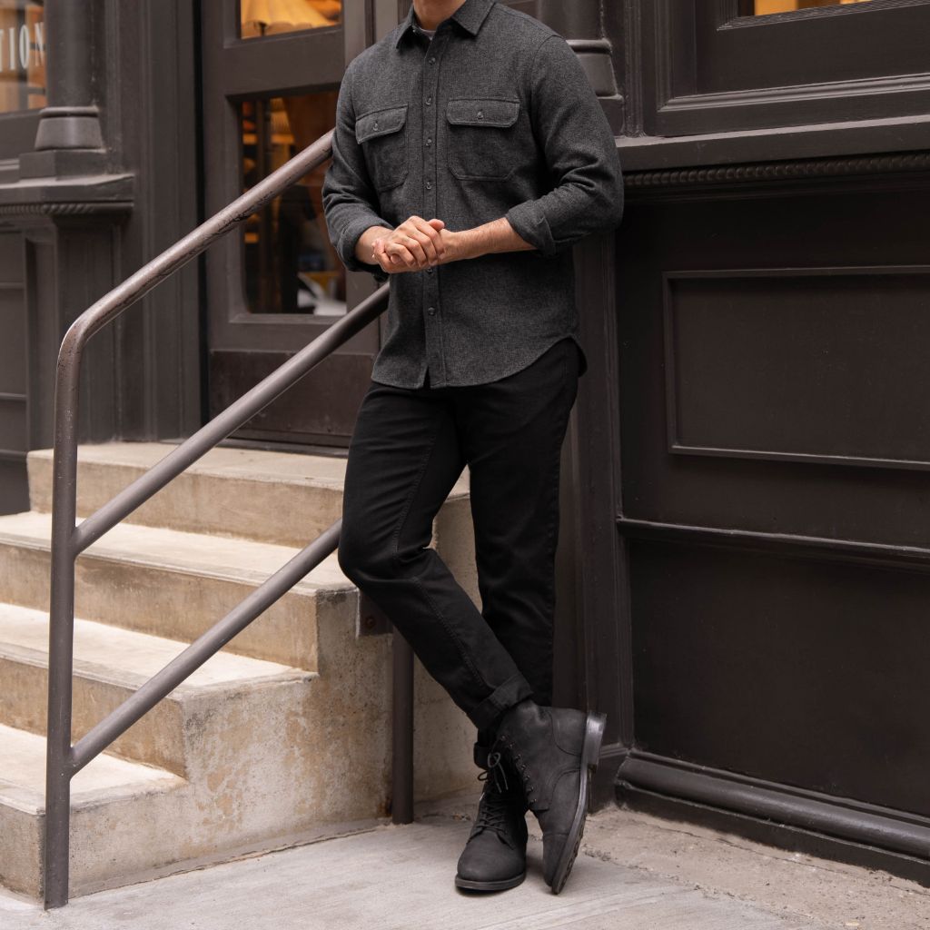 Summit Flannel Shirt | Black Herringbone