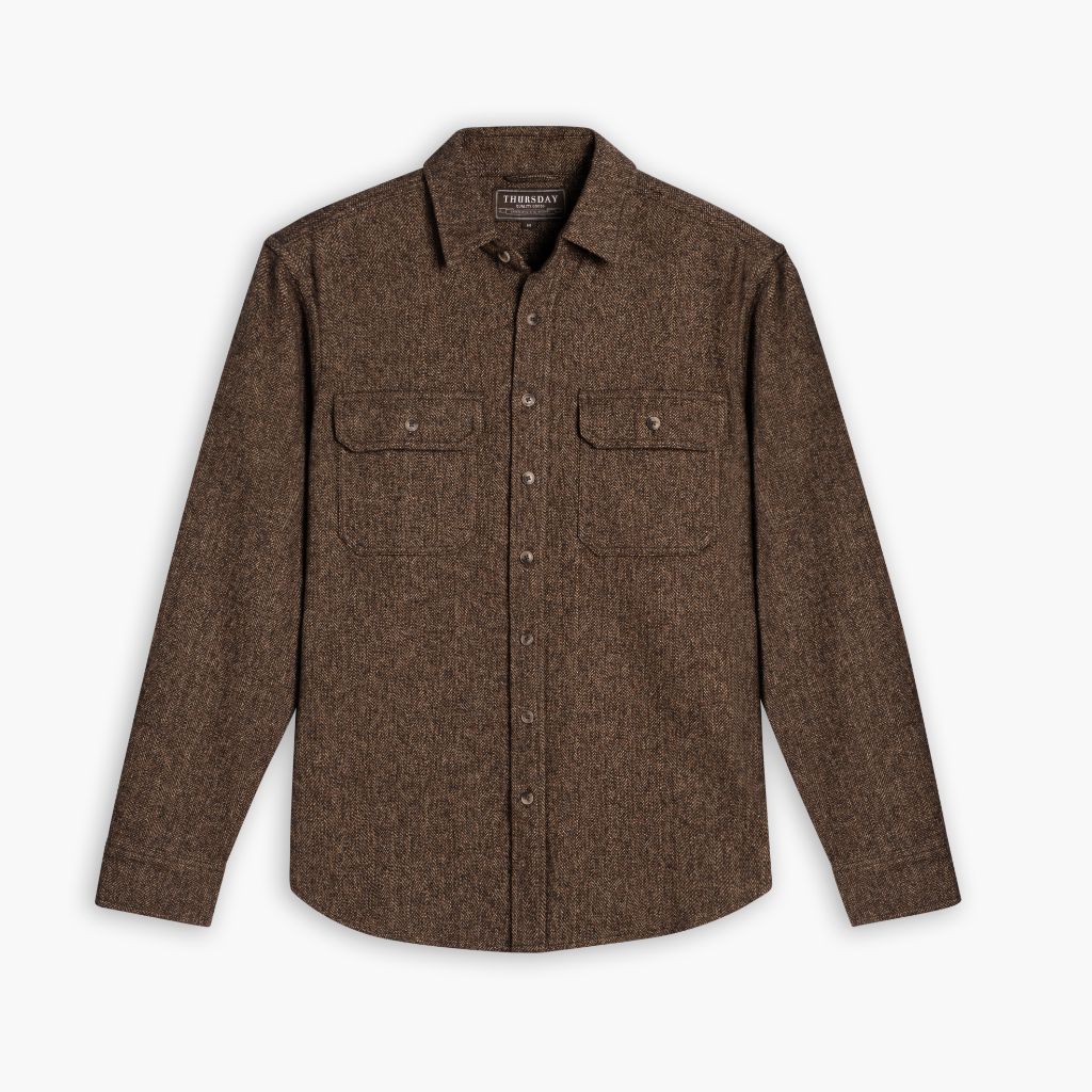 Summit Flannel Shirt | Brown Herringbone