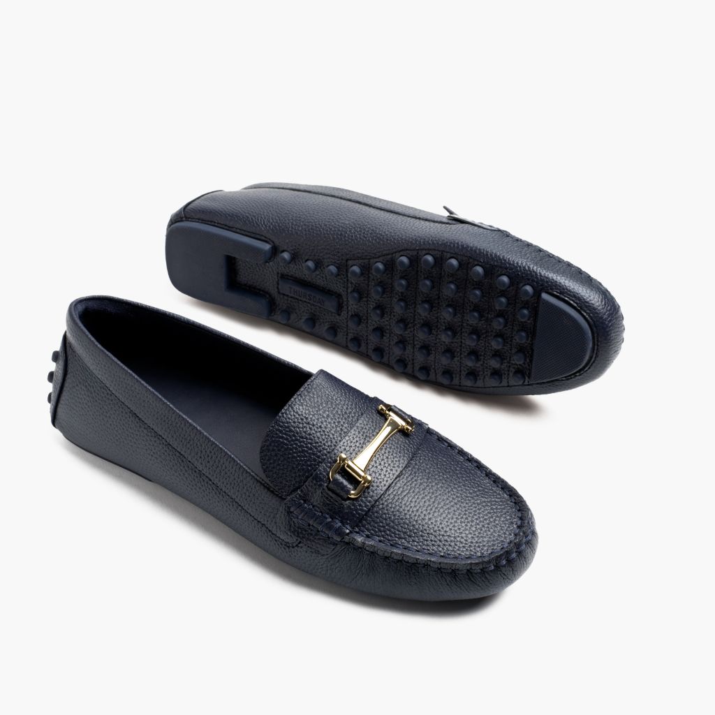 Driving Loafer | Navy & Gold