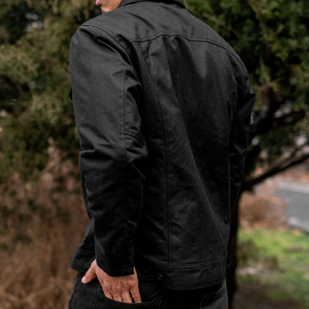 Waxed Trucker Jacket | Black