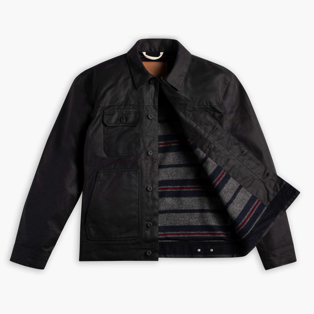 Waxed Trucker Jacket | Black
