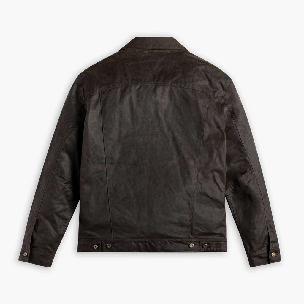 Waxed Trucker Jacket | Dark Olive
